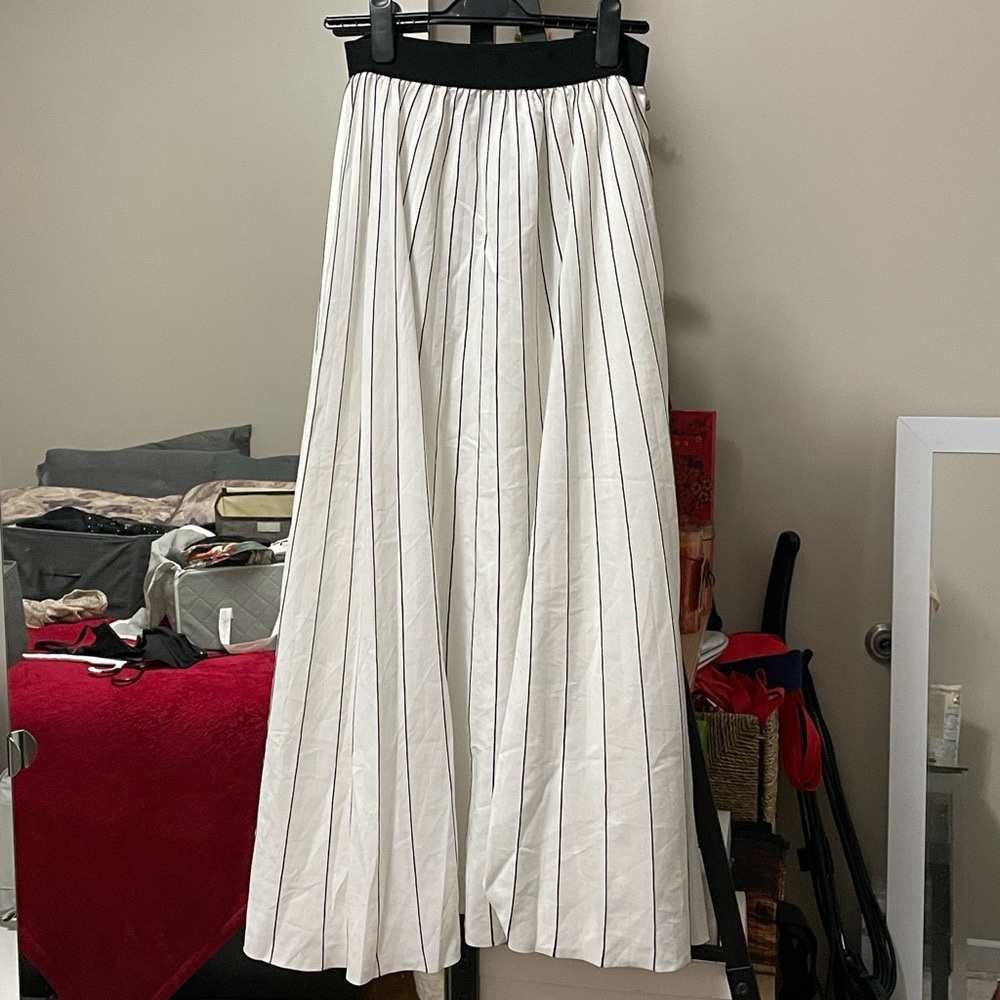 White with black stripes maxi skirt